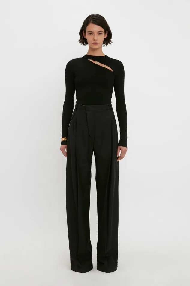 Women Shirts and Tops Victoria Beckham VB Body Front Slash Crew Neck Top In Black