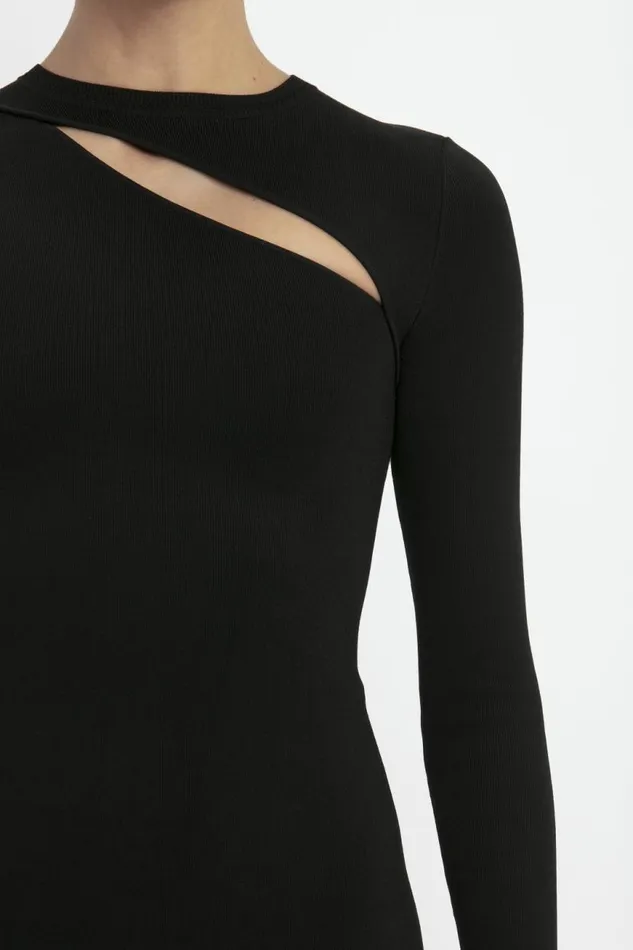 Women Shirts and Tops Victoria Beckham VB Body Front Slash Crew Neck Top In Black