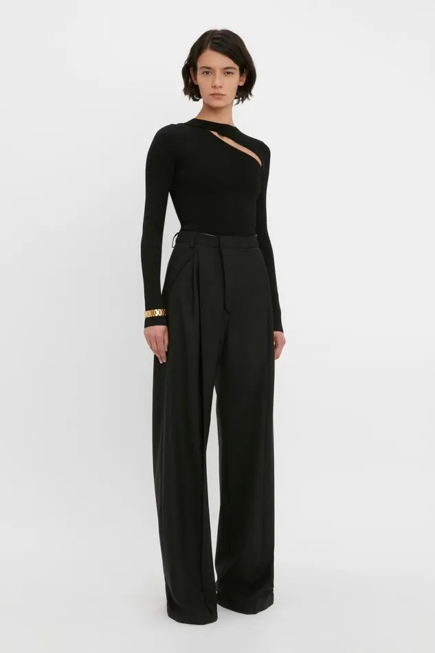 Women Shirts and Tops Victoria Beckham VB Body Front Slash Crew Neck Top In Black