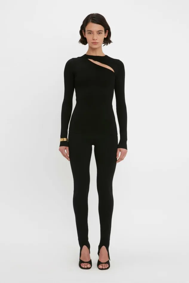 Women Shirts and Tops Victoria Beckham VB Body Front Slash Crew Neck Top In Black