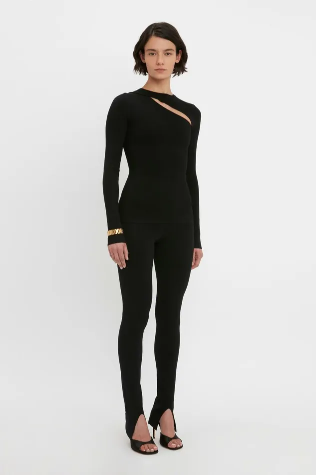 Women Shirts and Tops Victoria Beckham VB Body Front Slash Crew Neck Top In Black