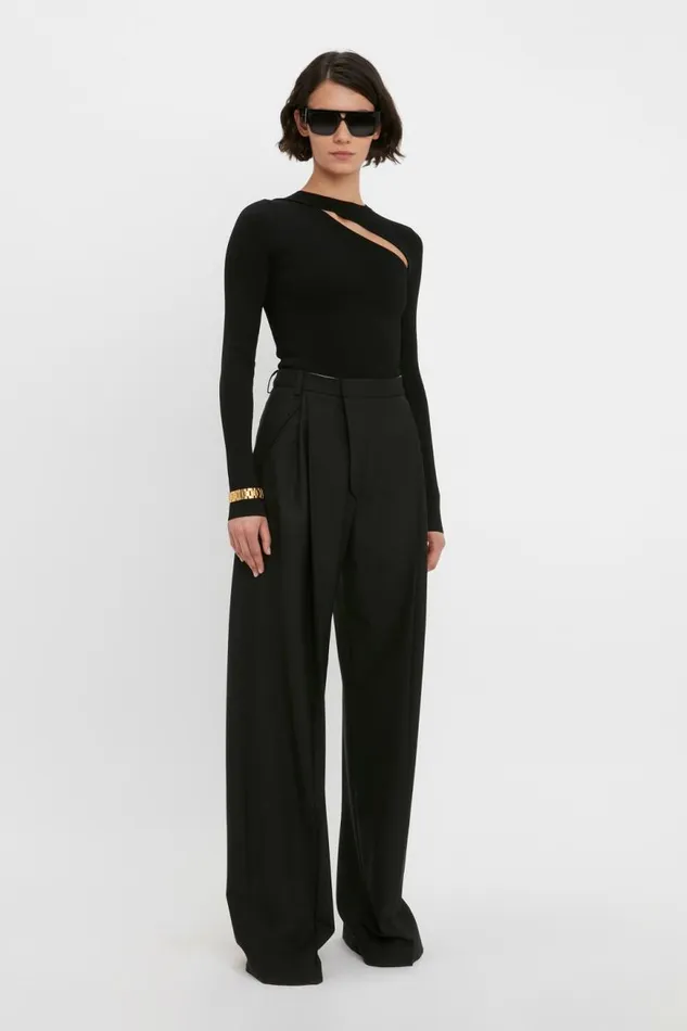 Women Shirts and Tops Victoria Beckham VB Body Front Slash Crew Neck Top In Black