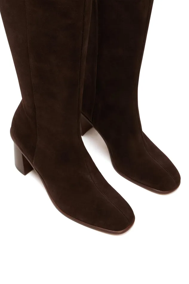 Women Shoes Papricia Ours Bottes Crote De Velours Marron Fonc Des Petits Hauts Shoes and Socks