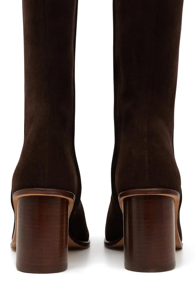 Women Shoes Papricia Ours Bottes Crote De Velours Marron Fonc Des Petits Hauts Shoes and Socks