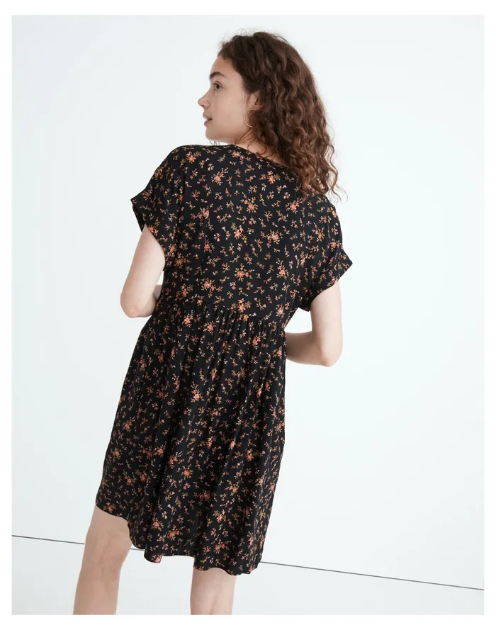 Women Short Sleeve Button Front Mini Dress In Fresh Sprigs True Black Madewell Dresses Women Short Sleeve Button Front Mini Dress In Fresh Sprigs True Black Madewell Dresses