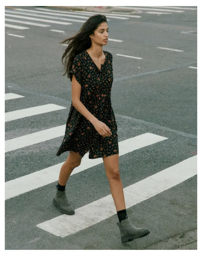 Women Short Sleeve Button Front Mini Dress In Fresh Sprigs True Black Madewell Dresses Women Short Sleeve Button Front Mini Dress In Fresh Sprigs True Black Madewell Dresses