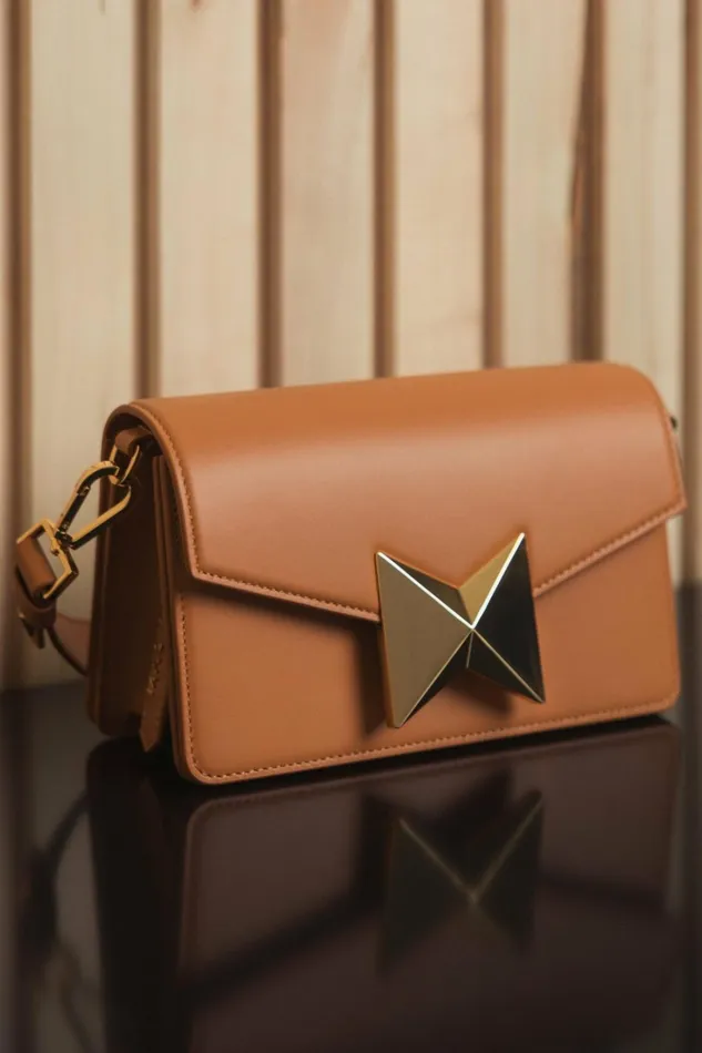 Women Shoulder Bags Mac Duggal Mini Leather Shoulder Handbag With Gold Hardware 8211 FINAL SALE Toffee