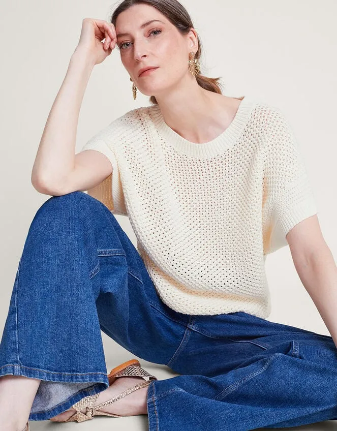 Women Sia Short Sleeve Jumper Ivory Monsoon Casualwear