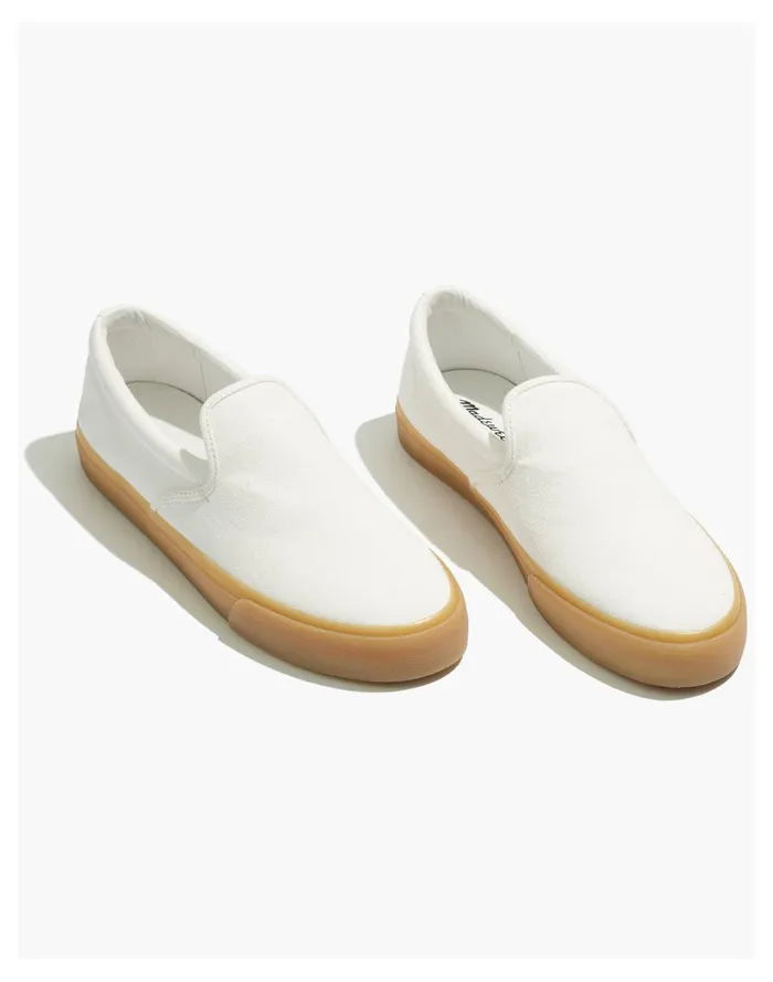 Women Sidewalk Slip On Sneakers In Recycled Canvas Pale Parchment Madewell Sneakers