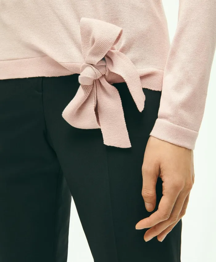 Women Silk Viscose Crewneck Sweater Light Pink Brooks Brothers Sweaters