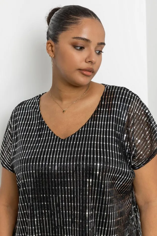 Women Silver Curve Asymmetric Shimmer Overlay Dress Roman Dresses