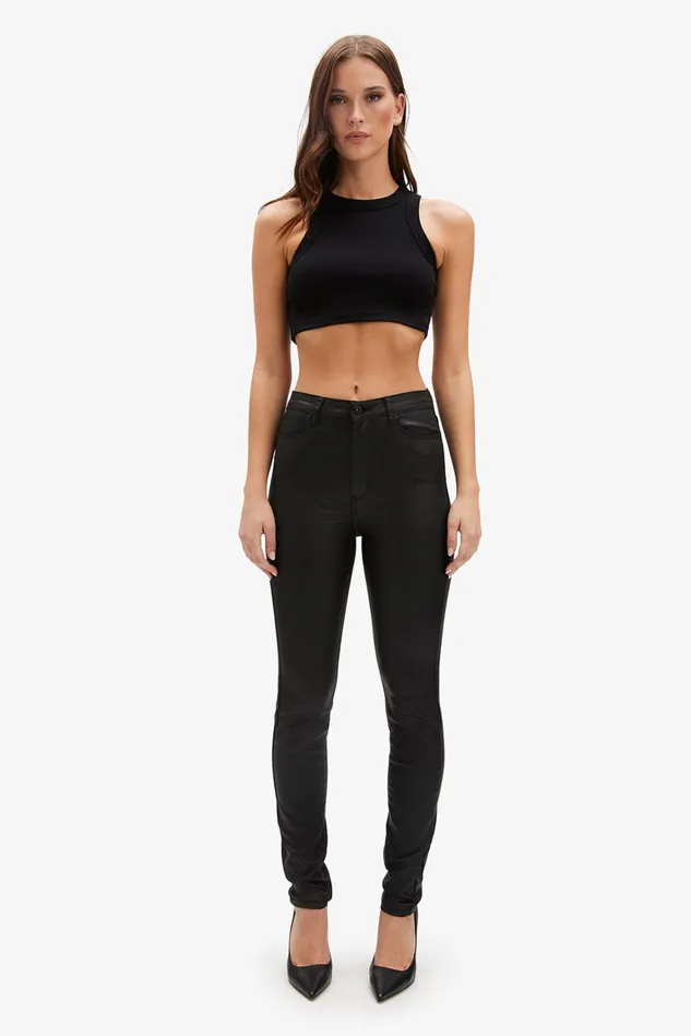 Women Skinny Jeans Bardot Khloe Hi Tall Coated Jeans In Black Black