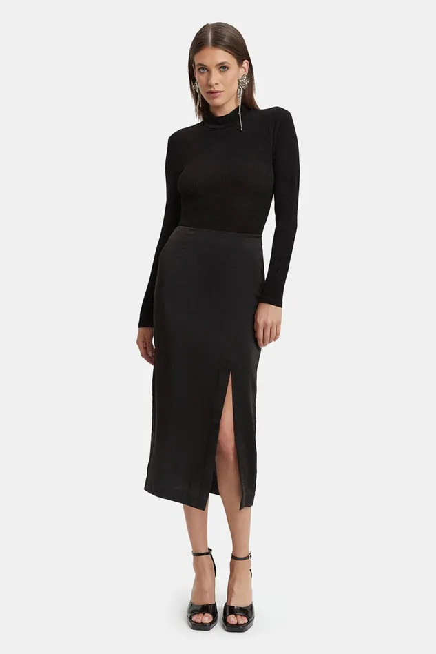 Women Skirts Bardot Reagan Midi Slit Skirt In Black Black