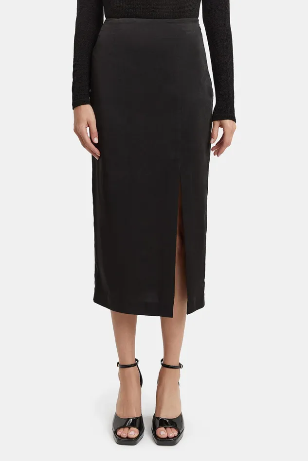 Women Skirts Bardot Reagan Midi Slit Skirt In Black Black Women Skirts Bardot Reagan Midi Slit Skirt In Black Black