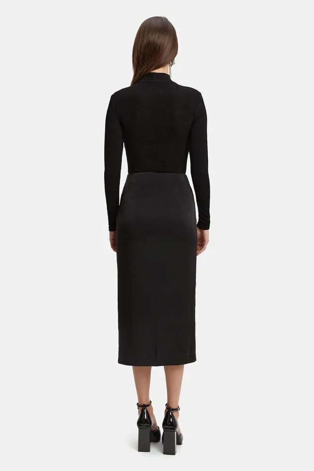 Women Skirts Bardot Reagan Midi Slit Skirt In Black Black Women Skirts Bardot Reagan Midi Slit Skirt In Black Black