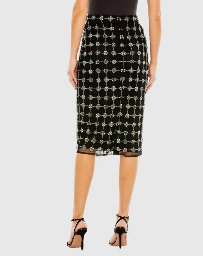 Women Skirts Mac Duggal Embellished Geometrical Skirt With Rhinestones 8211 FINAL SALE Black
