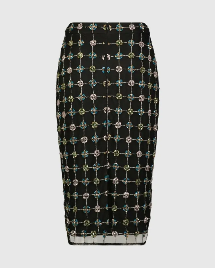 Women Skirts Mac Duggal Embellished Geometrical Skirt With Rhinestones 8211 FINAL SALE Black