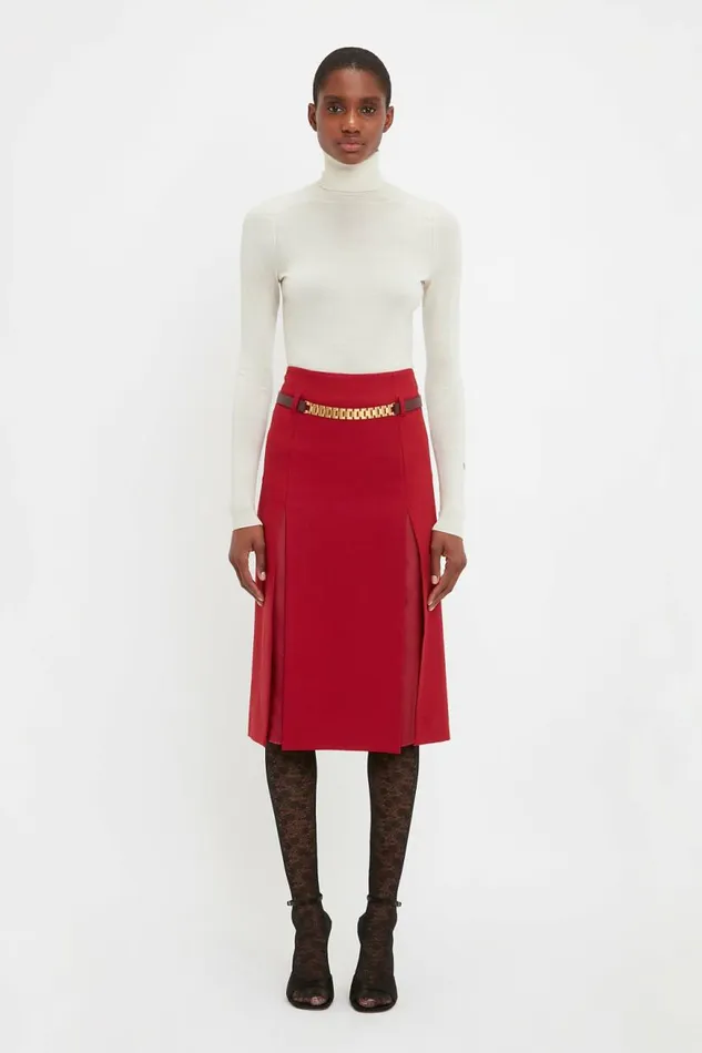 Women Skirts Victoria Beckham Double Layer Slit Skirt In Poppy Red