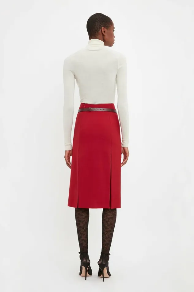 Women Skirts Victoria Beckham Double Layer Slit Skirt In Poppy Red