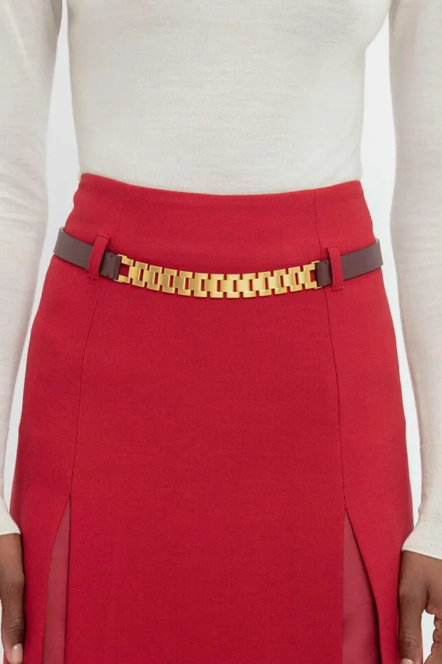 Women Skirts Victoria Beckham Double Layer Slit Skirt In Poppy Red