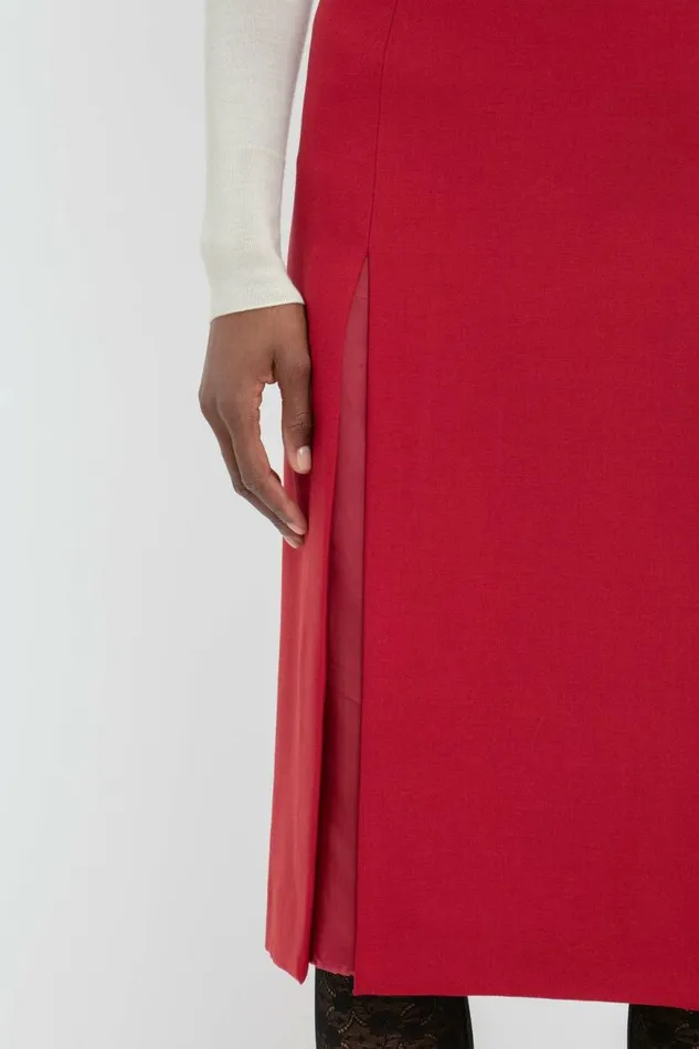 Women Skirts Victoria Beckham Double Layer Slit Skirt In Poppy Red
