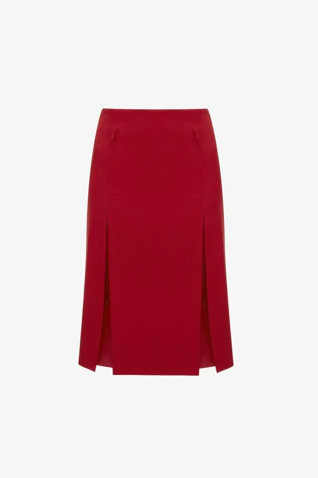 Women Skirts Victoria Beckham Double Layer Slit Skirt In Poppy Red