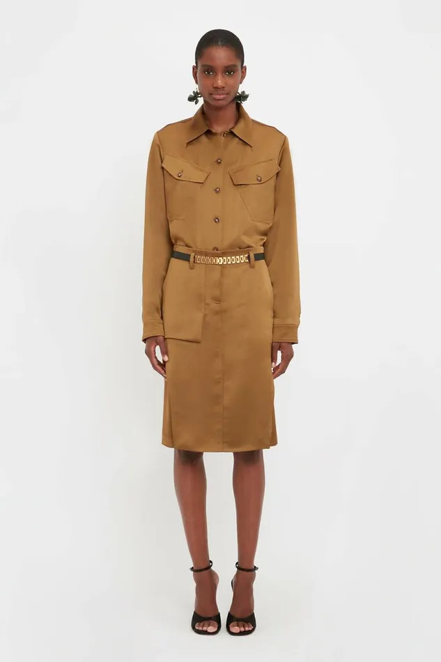 Women Skirts Victoria Beckham Utility Skirt In Tawny Brown