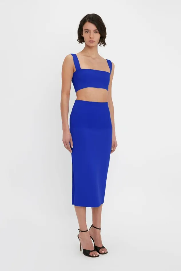Women Skirts Victoria Beckham VB Body Fitted Midi Skirt In Cobalt