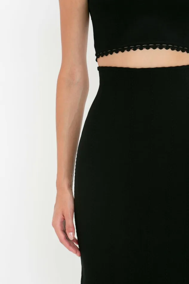 Women Skirts Victoria Beckham VB Body Scallop Trim Flared Skirt In Black
