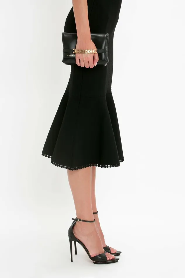 Women Skirts Victoria Beckham VB Body Scallop Trim Flared Skirt In Black