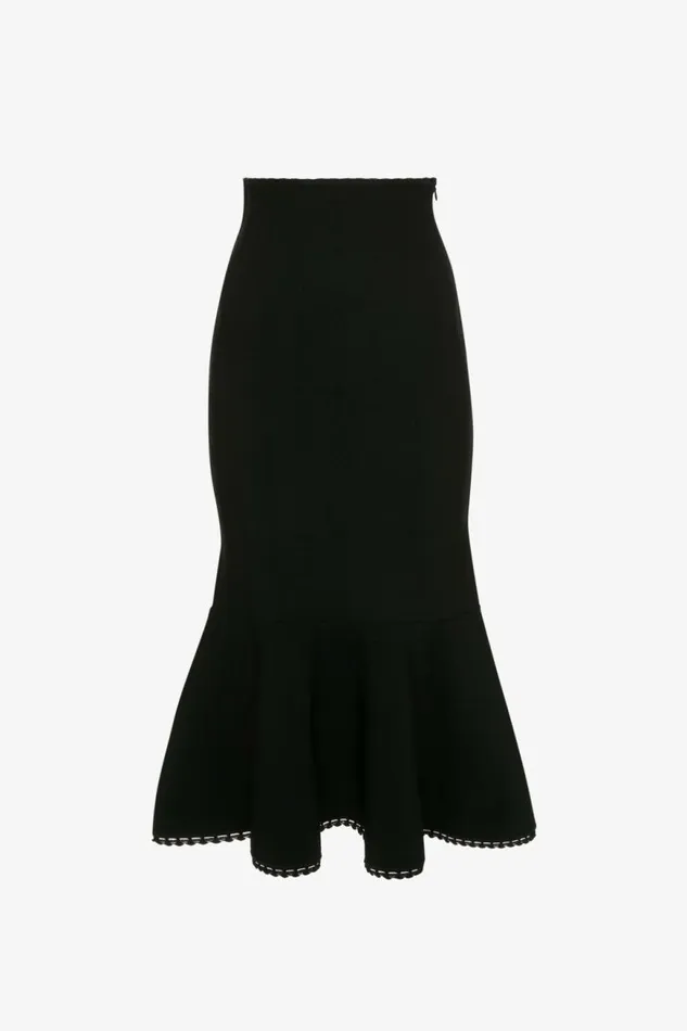 Women Skirts Victoria Beckham VB Body Scallop Trim Flared Skirt In Black
