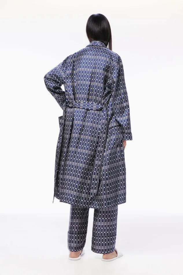 Women Sleepwear Victoria Beckham Chain Print Robe In Navy