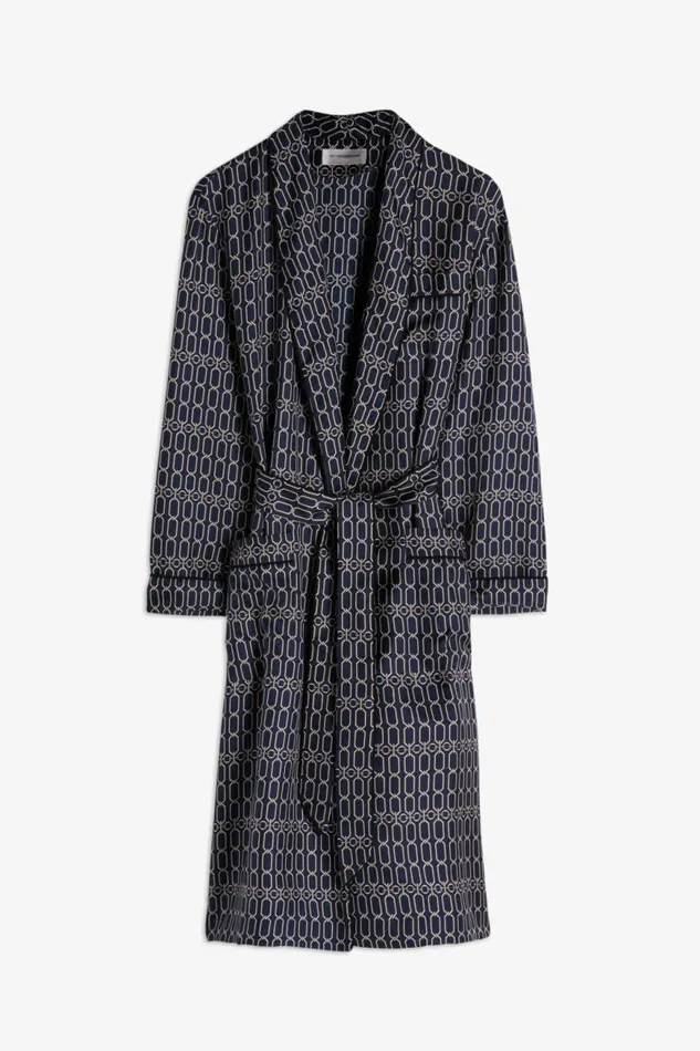 Women Sleepwear Victoria Beckham Chain Print Robe In Navy