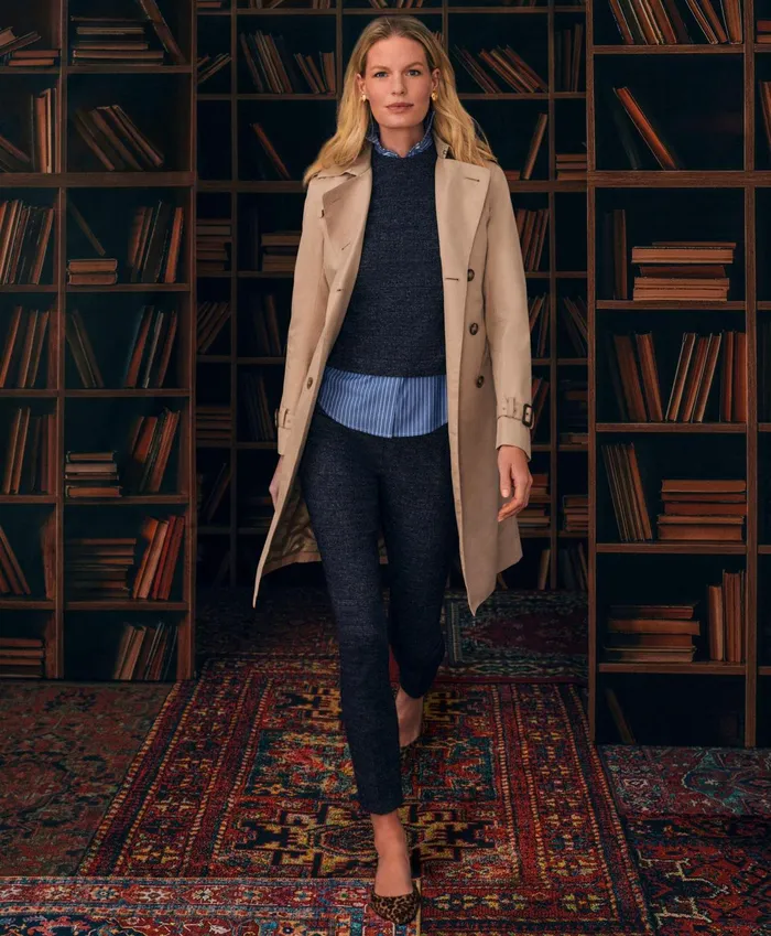 Women Sleeveless Cotton Wool Blend Glenn Plaid Top Grey Multi Brooks Brothers Blouses and Shirts