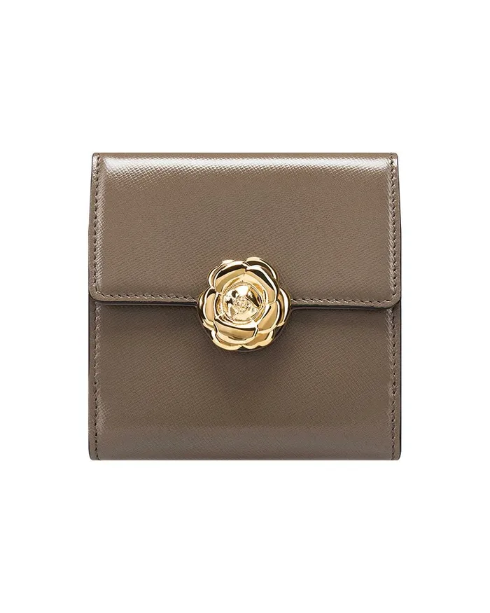 Women Small Leather Goods Oscar De La Renta Taupe French Wallet Taupe