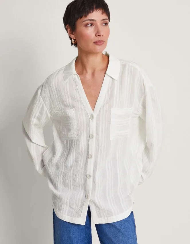 Women Sofia Textured Shirt White Monsoon Tops and Blouses
