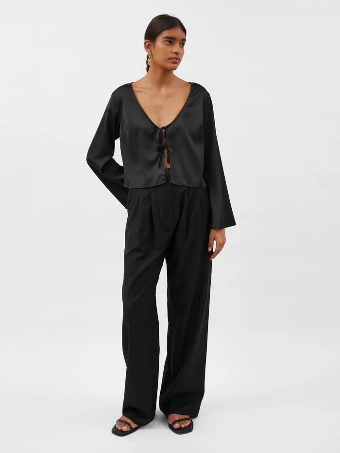 Women Solaqua 8211 Celeste Silk Blouse In Black Noir The UNDONE Tops