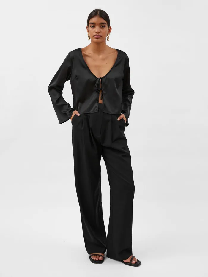 Women Solaqua 8211 Celeste Silk Blouse In Black Noir The UNDONE Tops