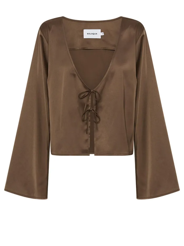 Women Solaqua 8211 Celeste Silk Blouse In Tobacco Brown The UNDONE Tops