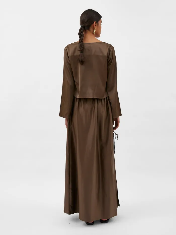 Women Solaqua 8211 Celeste Silk Blouse In Tobacco Brown The UNDONE Tops