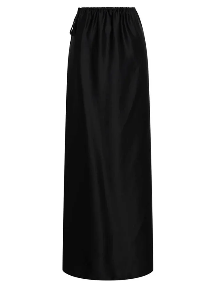 Women Solaqua 8211 Lucia Tie Up Silk Skirt In Black Noir The UNDONE Skirts