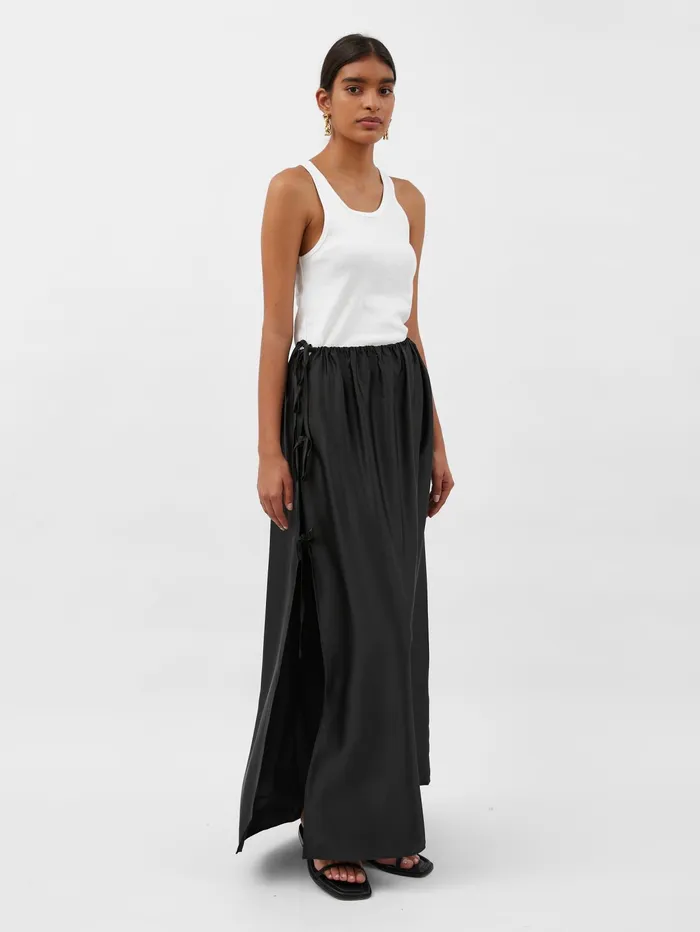 Women Solaqua 8211 Lucia Tie Up Silk Skirt In Black Noir The UNDONE Skirts
