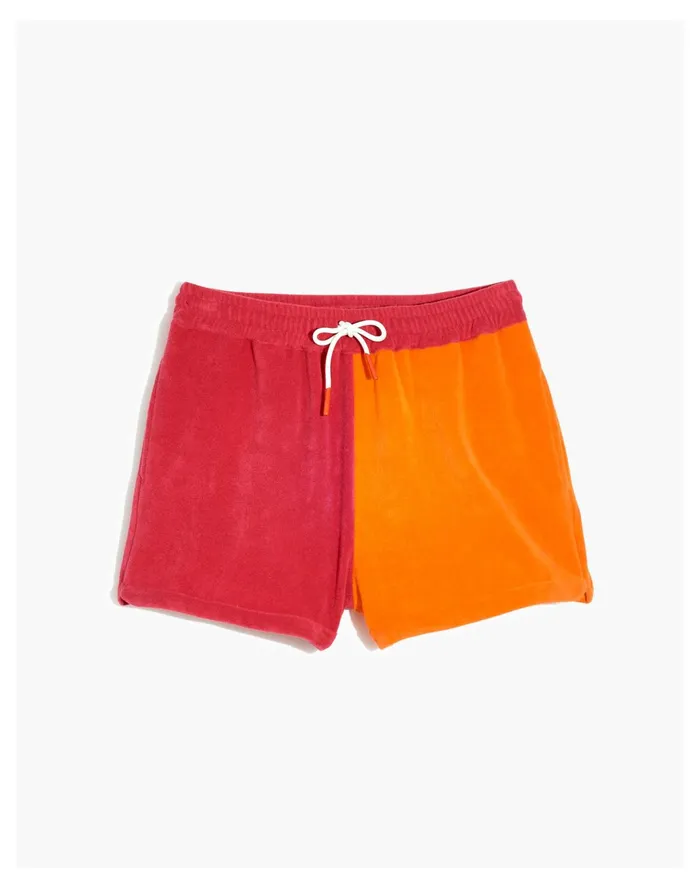 Women Solid and Striped Colorblock Charlie Shorts Tangerine and Strawberry Madewell Swim