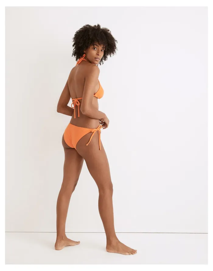 Women Solid and Striped Terry Iris String Bikini Bottom Tangerine Madewell Swim