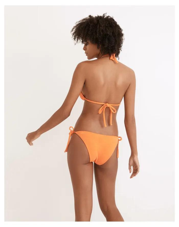 Women Solid and Striped Terry Iris String Bikini Bottom Tangerine Madewell Swim