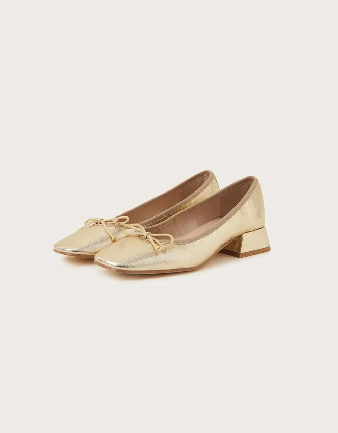Women SquaredToe Block Heels Gold Monsoon Sandals