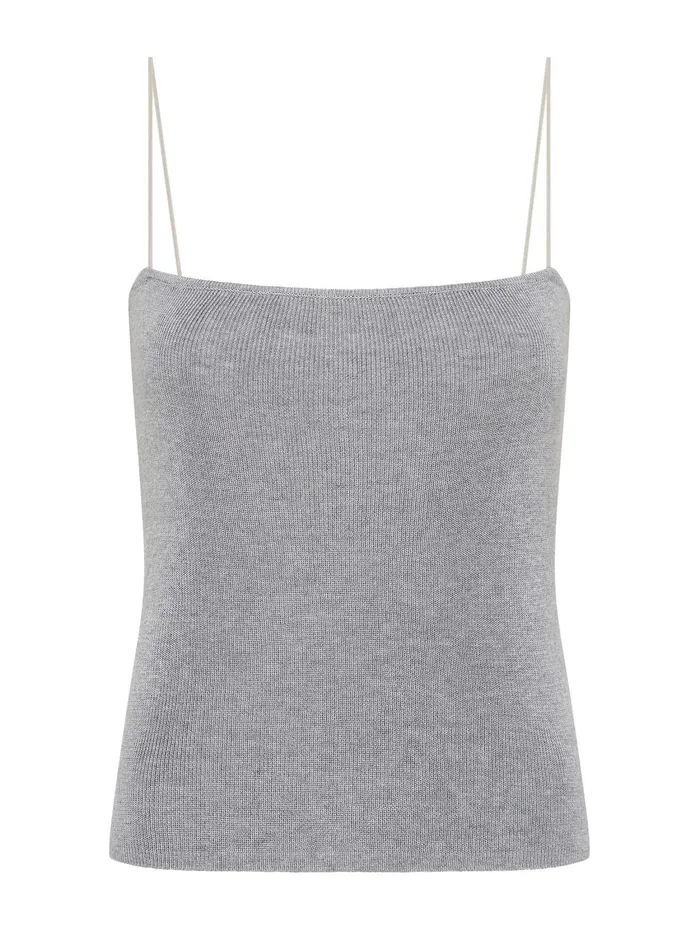 Women St Agni 8211 Fine Strap Knit Top In Grey Marle The UNDONE Tops
