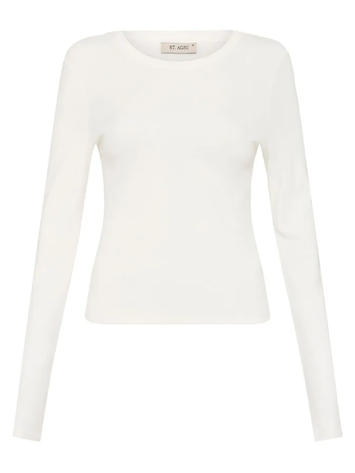 Women St Agni 8211 Organic Cotton Long Sleeve Top In White The UNDONE Tops