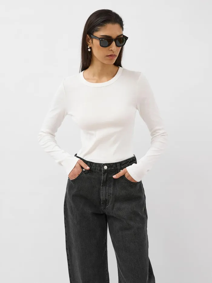 Women St Agni 8211 Organic Cotton Long Sleeve Top In White The UNDONE Tops