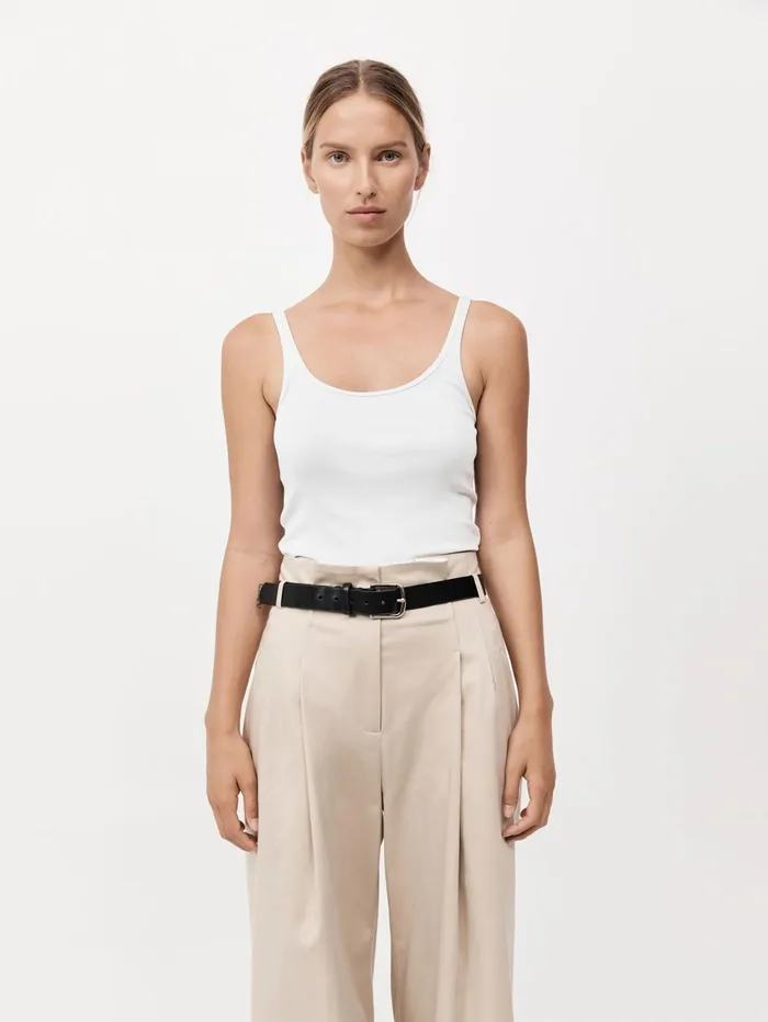 Women St Agni 8211 Organic Cotton Slim Scoop Tank In White The UNDONE Tops